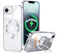 HaloArt 360° Rolatif Support Magnétique Coque pour iPhone 16e [CD Anneau Support Stable pour Mag-Safe] [N°1 Puissance Magnétique & Antichoc Protection Militaire] Coque Fine Durable, Transparent