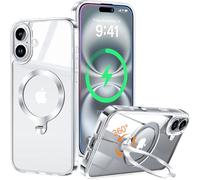 HaloArt 360° Rolatif Support Magnétique Coque pour iPhone 17 [CD Anneau Support Stable pour Mag-Safe] [N°1 Puissance Magnétique & Antichoc Protection Militaire] Coque Fine Durable, Transparent