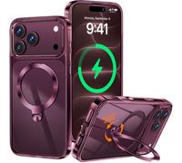 HaloArt 360° Rolatif Support Magnétique Coque pour iPhone 18 Pro [CD Anneau Support Stable pour Mag-Safe] [N°1 Puissance Magnétique & Antichoc Protection Militaire] Coque Durable Transparante,Bordeaux