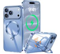 HaloArt 360° Rolatif Support Magnétique Coque pour iPhone 18 Pro Max [CD Anneau Support Stable pour Mag-Safe] [N°1 Puissance Magnétique & Antichoc Protection Militaire] Coque Transparante, Glacier