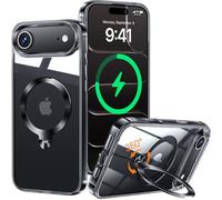 HaloArt 360° Rolatif Support Magnétique Coque pour iPhone Air [CD Anneau Support Stable pour Mag-Safe] [N°1 Puissance Magnétique & Antichoc Protection Militaire] Coque Durable Transparante, Noir