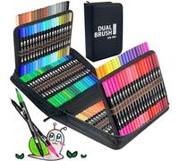 Halobios 120 Stylos à Double Pointe - Stylos Pinceaux et Feutres pour Adultes, Enfants et Débutants, Idéaux pour Dessin, Esquisse, Coloriage, Journaling et Calligraphie