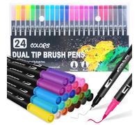 Halobios Stylos Pinceaux Double Pointe - Set de Stylos de Coloriage pour Enfants, 24 Couleurs, Stylos à Pointe Feutre pour le Design, Dessin, Peinture, Esquisse, Calligraphie et Lettering