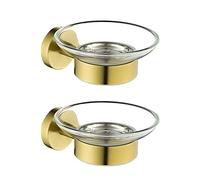 HALOC Porte-Savon de Luxe en Or brossé Porte-Savon Mural brossé & Or Vibrant Or Brossé, 2pcs