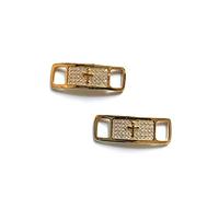 HALOKAIYA ICEDIAMOND Bijoux Hip Hop Charme Lacet Boucle, 2Pcs Iced Out Lab Diamond AF1 Accessoire de chaussures élégant pour les amateurs de chaussures Snkrs (Cross-Gold)