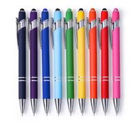 HALOMNNI Lot de 9 Stylos à Bille 2 en 1 Stylo à Bille Rétractable avec Pointe Stylo-Stylos Stylos en Métal pour Ecran Tactile Stylos à Bille 1.0mm Encre Noire