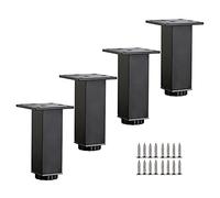 HALOPNCT Aluminium Aluminium Alloy Meubles Jamches 4 PCS Black Metal Table Mots pour canapé Salle de Bain et Meubles de Cuisine Pieds de Support avec vis