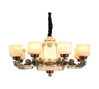 HALOPNCT V-Intage Pendant Light Chinelier Chandelier Copper Jade Full Copper Living Room Lampe Chinese Dining Room Room Villa Retro Lighting