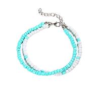 Haloppe Bracelet de cheville à breloques - Cadeau pour femme et fille - Double couche de perles - Sandales pieds nus - Chaîne de cheville de plage, 9.84 inch, Résine