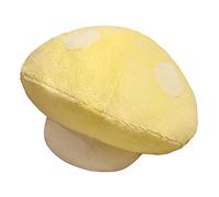 Haloppe Coussin décoratif en peluche - Couleur vive - Motif champignon - Jaune - 35 cm