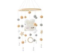Haloppe Hochet de lit pour chambre d'enfant avec perles et clochette Blanc