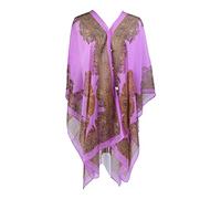 Haloppe Poncho multifonction pour femme - Style bohème - Protection solaire - Printemps et été - Violet
