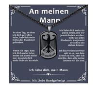 Halora Allemagne Chaîne Adler pour homme, collier pour homme noir en acier inoxydable avec aigle fédéral Chaîne Bijoux Accessoires Cadeaux