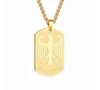 Halora Allemagne Collier Adler pour homme, collier pour homme en acier inoxydable doré avec aigle fédéral Cadeaux