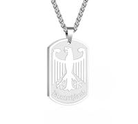 Halora Allemagne Collier Adler pour homme, collier pour homme en argent et acier inoxydable avec aigle fédéral Cadeaux