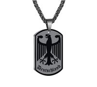 Halora Allemagne Collier Adler pour homme, collier pour homme noir en acier inoxydable avec aigle fédéral Cadeaux