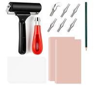 Halorin Kit d'impression linoléum, kit de découpe et d'impression, linoléum pour impression de bloc linoléum, kit graphique d'impression avec plaque d'impression linoléum, rouleau, papier de transfert