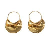 Halo's London Fulani - Boucles d'oreilles créoles en or - Créoles en forme de feuille - Boucles d'oreilles ethniques tribales - Boucles d'oreilles créoles torsadées, L, Acier inoxydable