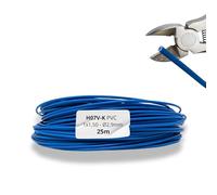HALOTEC 25 mètres Câble unipolaire flexible H07V-K 1 x 1,5 mm² Blu | Câble électrique en cuivre | Isolation PVC | Tableaux électriques, automatisation et installations industrielles