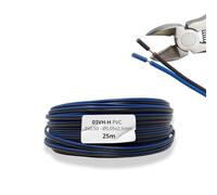 HALOTEC | 25m Câble Parallèle 03VH-H Flexible Bleu Marron PVC 2x0.50mm² | Double Polarisation pour LED, Électronique, Installation Électrique Sûre et Résistante | Éclairage Maison Bureau