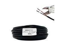 HALOTEC Câble de tuyau rond en PVC 2 x 0,75 mm² Noir intérieur rouge/noir 25 m Type 03VV-F Câble double en cuivre flexible Cordon électrique rond pour éclairage LED.