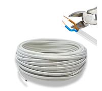 HALOTEC | Câble Électrique 25m 2 Conducteurs 2x0.75mm² | Modèle H03VVH2-F PVC | Double Isolation, Plat et Flexible Blanc | Idéal Sécurité Maison, Bureau, Industrie, Installation Électrique