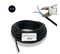 HALOTEC Câble Électrique 25m 2x0.75mm² Noir | H03VV-F Flexible Double Isolation PVC | Installation Intérieure/Extérieure | Résistant | Parfait pour Lampes, Appliques, Connexions, Projets Maison