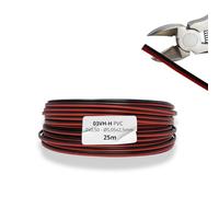 HALOTEC Câble Parallèle 25m Rouge Noir 2x0,50 mm² PVC | Câble Flexible Polarisation LED | Électronique, éclairage, Projets DIY | Sécurité, Basse Tension | Idéal Maison, Atelier, Installation Fiable