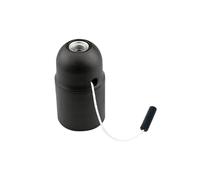 HALOTEC | Douille E27 avec tirette et cordon | Noir | Filetage standard | Installation facile | Plastique résistant | Compatible LED et incandescents | Décoration maison-bureau | Éclairage pratique