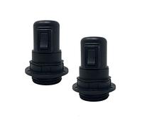 HALOTEC | Pack de 2 Douilles E27 avec Interrupteur en Couleur Noire | Douille E27 avec Interrupteur | Bague de Fixation pour Abat-jour Lampes | Fabriqué en Italie
