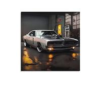 HALOUB Poster de voiture de sport pour Dodge Charger RT 1969 - Peinture décorative sur toile - Décoration de chambre à coucher familiale - 50 x 50 cm