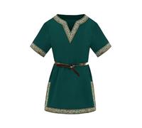 Haloumoning Haut médiéval pour garçons - T-shirts cosplay pour enfants - Costume Halloween Renaissance Viking Warrior Chevalier Tops, vert, 8-10 ans