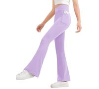 Haloumoning Legging évasé pour fille avec poche | Pantalon évasé taille haute, pantalon de sport extensible, collants pour enfants