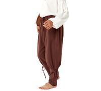 Haloumoning Pantalon médiéval à lacets pour garçon - Cosplay Renaissance - Steampunk - Viking - Pantalon de loisirs, marron, 4-6 ans