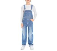 Haloumoning Salopette en jean pour garçon avec bretelles réglables et poches à outils pratiques 5-14 ans