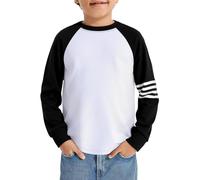 Haloumoning T-shirt à manches longues pour garçons Haut à col rond décontracté pour enfants Hauts Automne Mode Basique T-shirts 5-14 ans