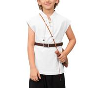 Haloumoning T-shirt sans manches pour garçon - Style viking médiéval - Costume écossais, Blanc., 3-4 ans