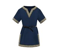 Haloumoning Tunique médiévale pour garçon, cosplay, t-shirts, costume d'Halloween, Renaissance, Viking, Warrior, chevalier, bleu foncé, 6-8 ans