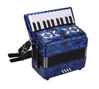 HaloVerde Accordéon 22 touches 8 basses avec sangles réglables pour débutants et étudiants, instrument de musique en celluloïd pour une utilisation à la maison et sur scène (Bleu foncé)