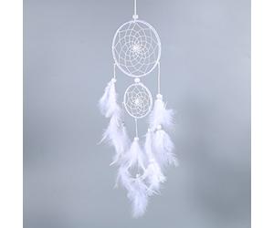 HaloVerde Attrape-rêves de Style Indien avec Un Carillon Doux, Une pièce de décoration Murale en Perles de Plumes Blanches pour Chambre d'enfant, décoration Authentique Faite à la