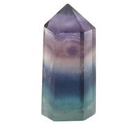 HaloVerde Baguette de fluorite naturelle en cristal de guérison pour pierre de guérison Reiki, pointe hexagonale en fluorite pour décoration de méditation, cadeau d'ornement (35mm-40mm)