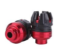 HaloVerde Curseurs de cadre en aluminium CNC avec inserts en plastique ABS, trou de montage de 14 mm, paire gauche et droite pour protection de fourche avant de moto/scooter (Rouge)