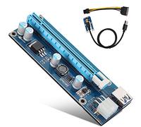HaloVerde Kit de câble d'extension PCIe pour Plate-Forme GPU, Riser alimenté 1X à 16X avec Alimentation PCIE 6 Broches, Comprend Un câble SATA et Un Cordon USB 3.0, Un Adaptateur