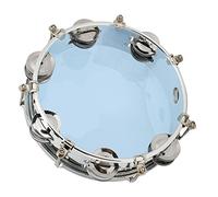 HaloVerde Tambourin de 8 pouces avec clochettes à double rangée pour enregistrement en studio/spectacles sur scène, tambour portable à tonalité réglable pour des sons de (Bleue)