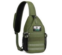 HALOVIE Sac bandoulière antivol pour homme - Style tactique sacoche poitrine sling bag pour voyage & sport (vert militaire)