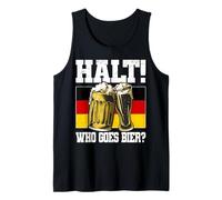 Halt Who Goes Bier Drapeau Allemand Humoristique Bière Humour Débardeur