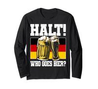 Halt Who Goes Bier Drapeau Allemand Humoristique Bière Humour Manche Longue