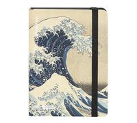 Halta Definition Agenda 2025 avec couverture imprimée avec une œuvre d'art de Kanagawa, fermeture élastique, signet et 352 pages, 11 x 15,3 cm, vague