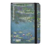 Halta Definition Agenda 2025 avec couverture imprimée avec une œuvre d'art de Monet, fermeture élastique, signet et 352 pages, 11 x 15,3 cm, nénuphars