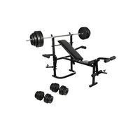 vidaXL Banc de musculation complet avec Haltère long et Set d’haltères 270166